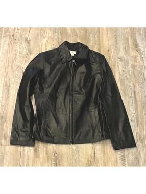 New Women's Black Leather Apt. 9 Lambskin Leather Jacket Size Small